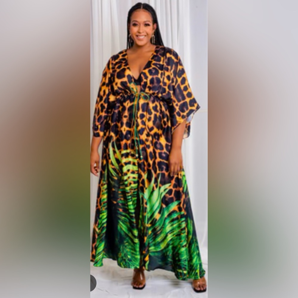 Leopard & Green Tropical Maxi Dress